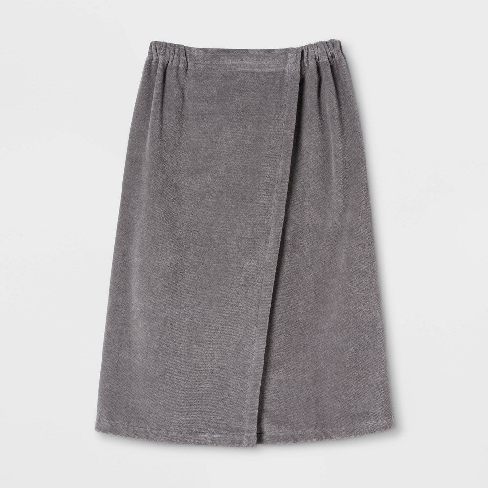 Bath Body Wrap Gray - Room Essentials: Cotton Terry Shower Wrap, Hook & Loop Closure, OEKO-TEX Certified - Bellso